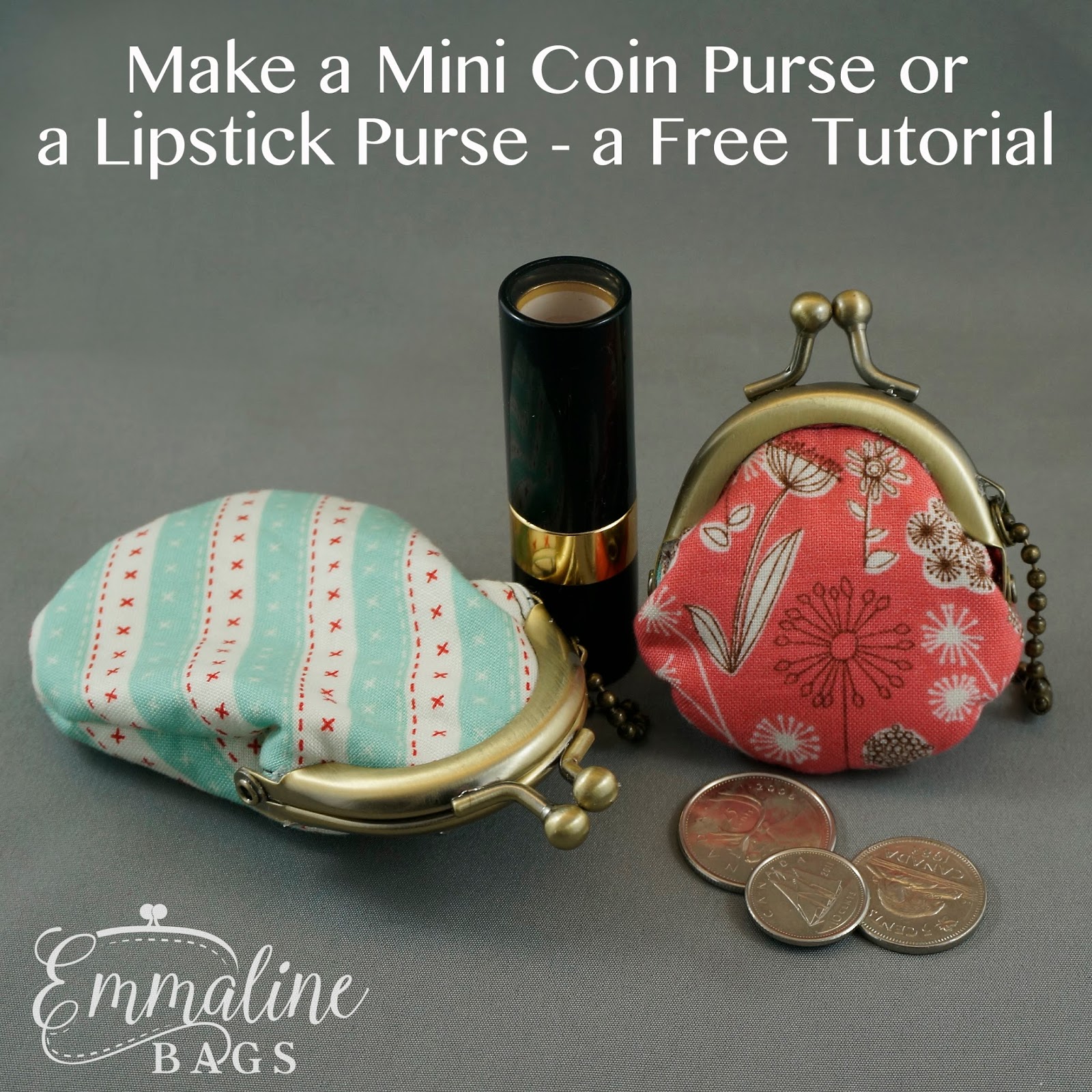 Emmaline Bags: Sewing Patterns and Purse Supplies: How to make a Mini Coin  Purse or Lipstick Purse - a Video Tutorial